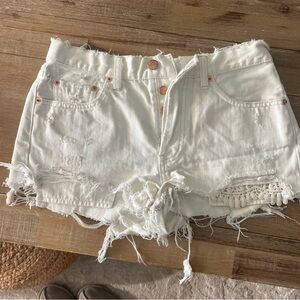Free People White Crochet and Denim Shorts size 27
